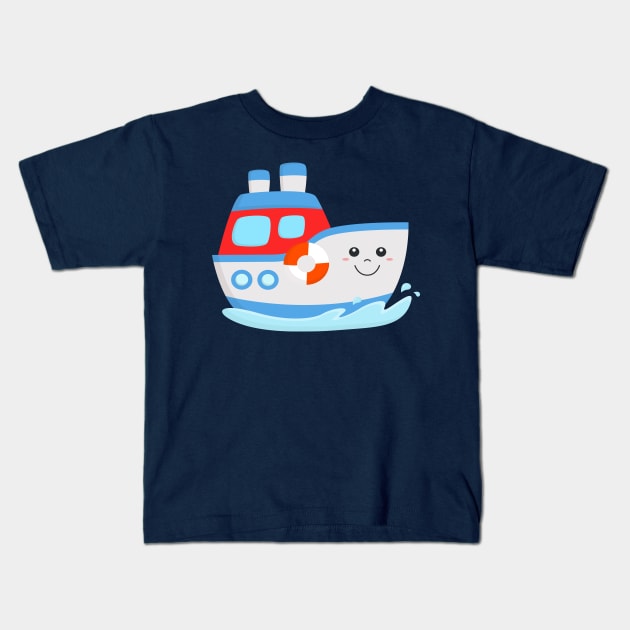 Ocean Liner Cruise Ship Cute Boat for Kids Kids T-Shirt by samshirts